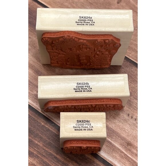 VERY HTF 2000 PSX SK624 A B C WOOD MOUNTED RUBBER STAMP SET SNOWMAN WARM HEARTS - Picture 5 of 6